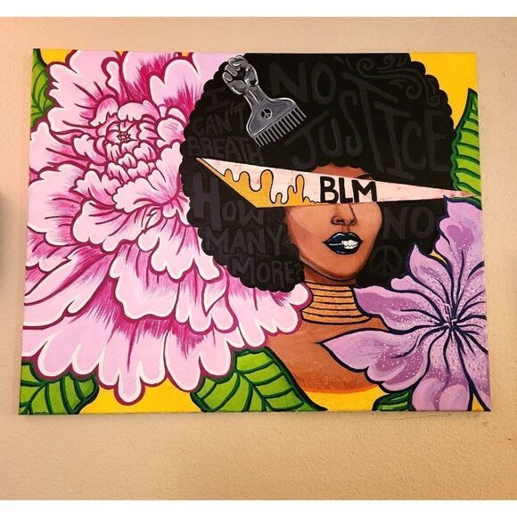 Monica Hernandez "BLOOMING JUSTICE" Acrylic Canvas 30x24" 1/1 Original Painting - Picture 1 of 2